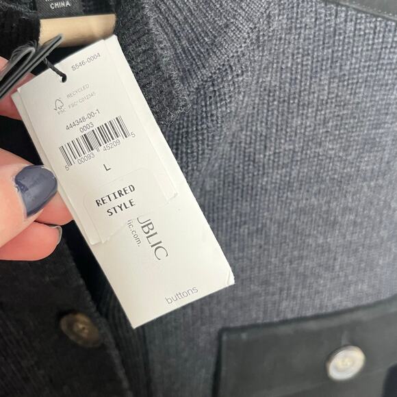 Banana Republic Womens Merino Wool Suede Sweater Dress L Gray Black Utility Coat - Picture 10 of 14